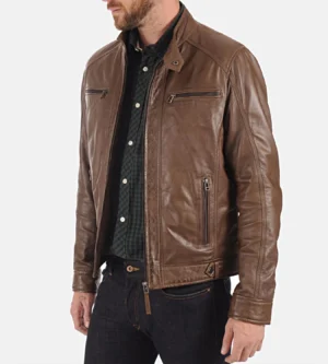 Alternative view of Men's Eriko Mocca Hood Real Lambskin Leather Jacket