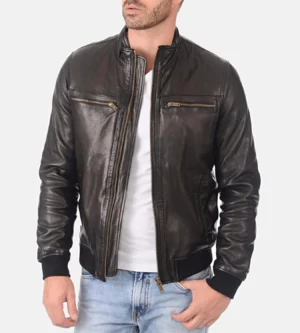 Alternative view of Men's B-One Black Removable Hooded Leather Jacket