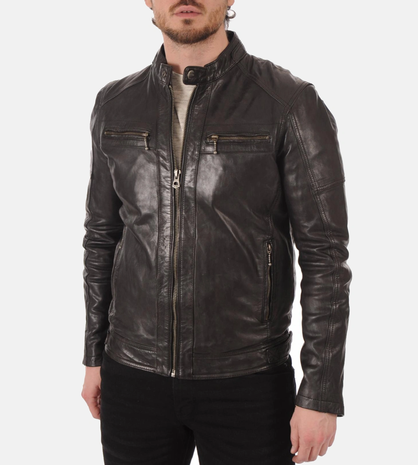 Men's Athens Black Hooded Genuine Leather Jacket - Image 2
