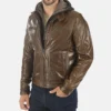 Men's Erico Molton Mocca Hoodie Genuine Buffalo Jacket
