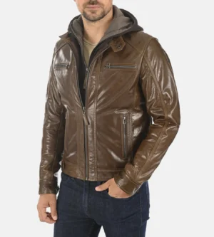 Men's Erico Molton Mocca Hoodie Genuine Buffalo Jacket