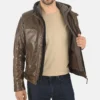Men's Erico Molton Mocca Hoodie Genuine Buffalo Jacket - Image 3