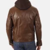 Men's Eriko Stockley Hood Mocca Genuine Buffalo Leather Jacket - Image 4