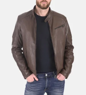 Alternative view of Men's Iora Mocca Removable Hooded Genuine Leather Jacket