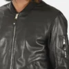 Men's Teddy Ball Black Genuine Leather Removable Hooded Jacket - Image 5