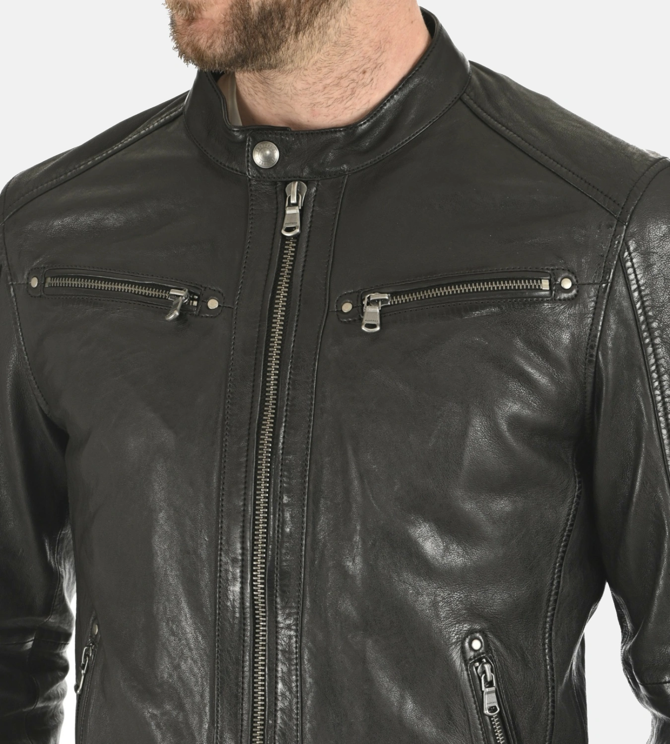 Men's Winston Black Removable Hoodie Genuine Leather Jacket - Image 5
