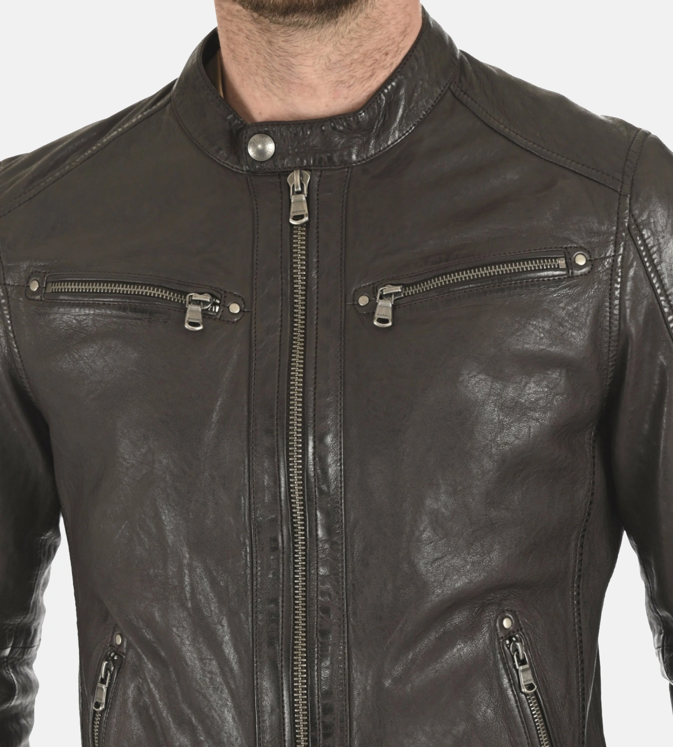 Men's Winston Dark Brown Hoodie Leather Jacket - Image 5