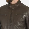 Men's Erico Lifton Hood Chocolate Brown Lambskin Leather Jacket - Image 5