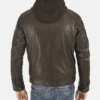 Men's Erico Lifton Hood Chocolate Brown Lambskin Leather Jacket - Image 4