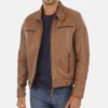 Men's Erico Cognac Lambskin leather Hoodie Jacket - Image 2