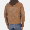 Men's Erico Cognac Lambskin leather Hoodie Jacket - Image 4