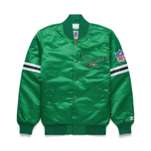 Philadelphia Eagles Vintage The Pick And Roll Green Satin Varsity Jacket