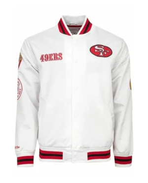 San Francisco 49ers City Collection Satin White Varsity Jacket