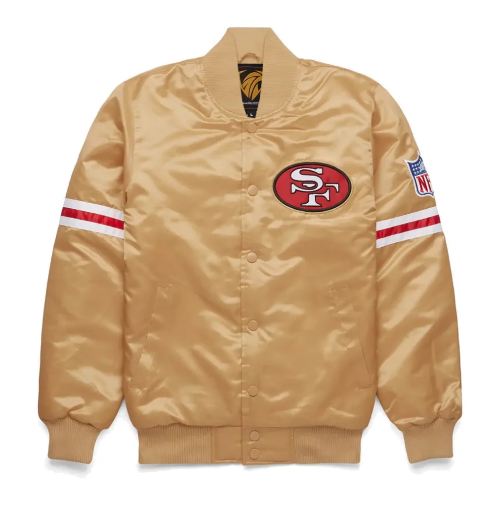 San Francisco 49ers The Pick And Roll Golden Satin Varsity Jacket