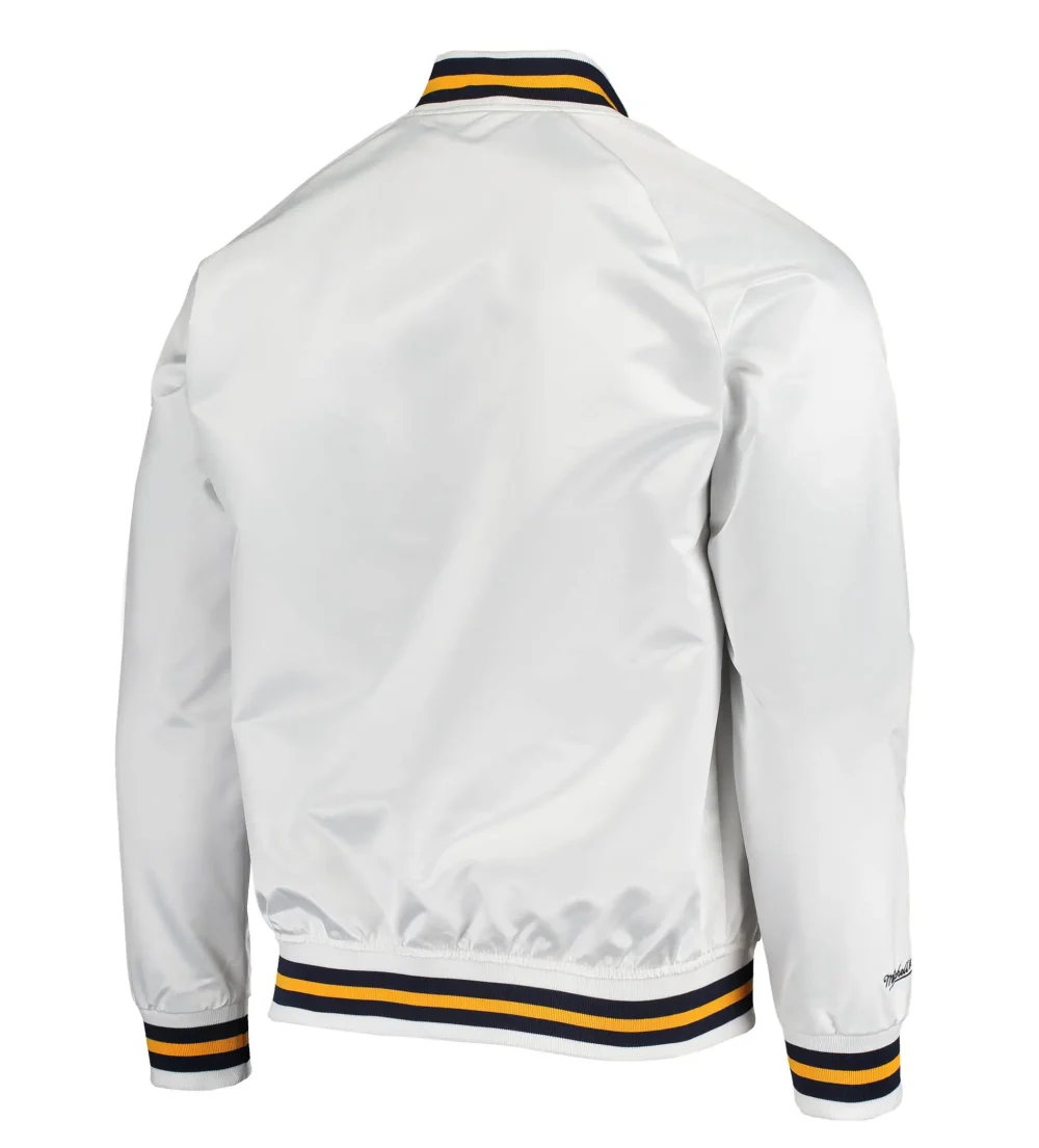 Golden State Warriors Throwback Wordmark Raglan Satin Jacket