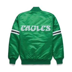 Alternative view of Philadelphia Eagles Vintage The Pick And Roll Green Satin Varsity Jacket