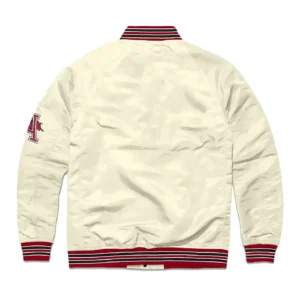 Alternative view of Razorback Graduate Bomber Cream Satin Varsity Jacket