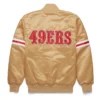 San Francisco 49ers The Pick And Roll Golden Satin Varsity Jacket - Image 2