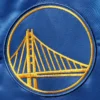 Golden State Warriors Leader Gold/Royal Color Block Satin Varsity Jacket - Image 3