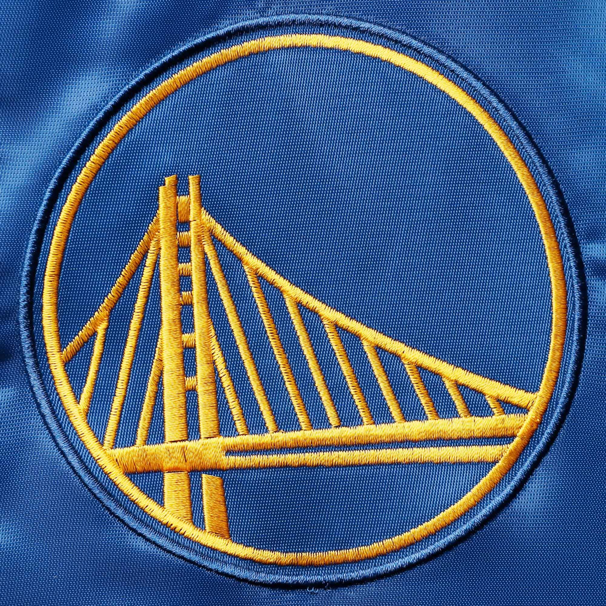 Golden State Warriors Leader Gold/Royal Color Block Satin Varsity Jacket - Image 3