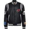 Arizona Cardinals Jeff Hamilton Classic Rib Knitted Full Black Leather Varsity Jacket