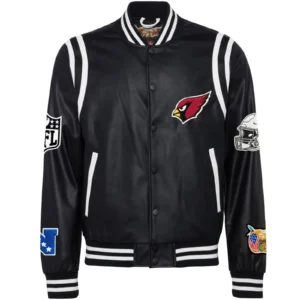 Arizona Cardinals Jeff Hamilton Classic Rib Knitted Full Black Leather Varsity Jacket