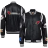 Arizona Cardinals Jeff Hamilton Classic Rib Knitted Full Black Leather Varsity Jacket - Image 3