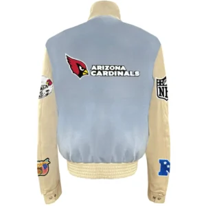 Alternative view of Arizona Cardinals Baby Blue Stand Up Collar Wool & Leather Varsity Jacket