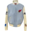 Arizona Cardinals Baby Blue Stand Up Collar Wool & Leather Varsity Jacket