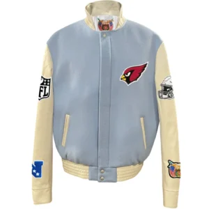 Arizona Cardinals Baby Blue Stand Up Collar Wool & Leather Varsity Jacket