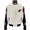 Arizona Cardinals Jeff Hamilton Off White Wool & Leather Varsity Jacket