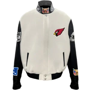 Arizona Cardinals Jeff Hamilton Off White Wool & Leather Varsity Jacket