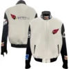 Arizona Cardinals Jeff Hamilton Off White Wool & Leather Varsity Jacket - Image 3