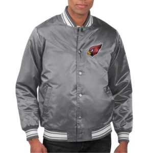 Arizona Cardinals Starter Locker Room Satin Varsity Gray Jacket