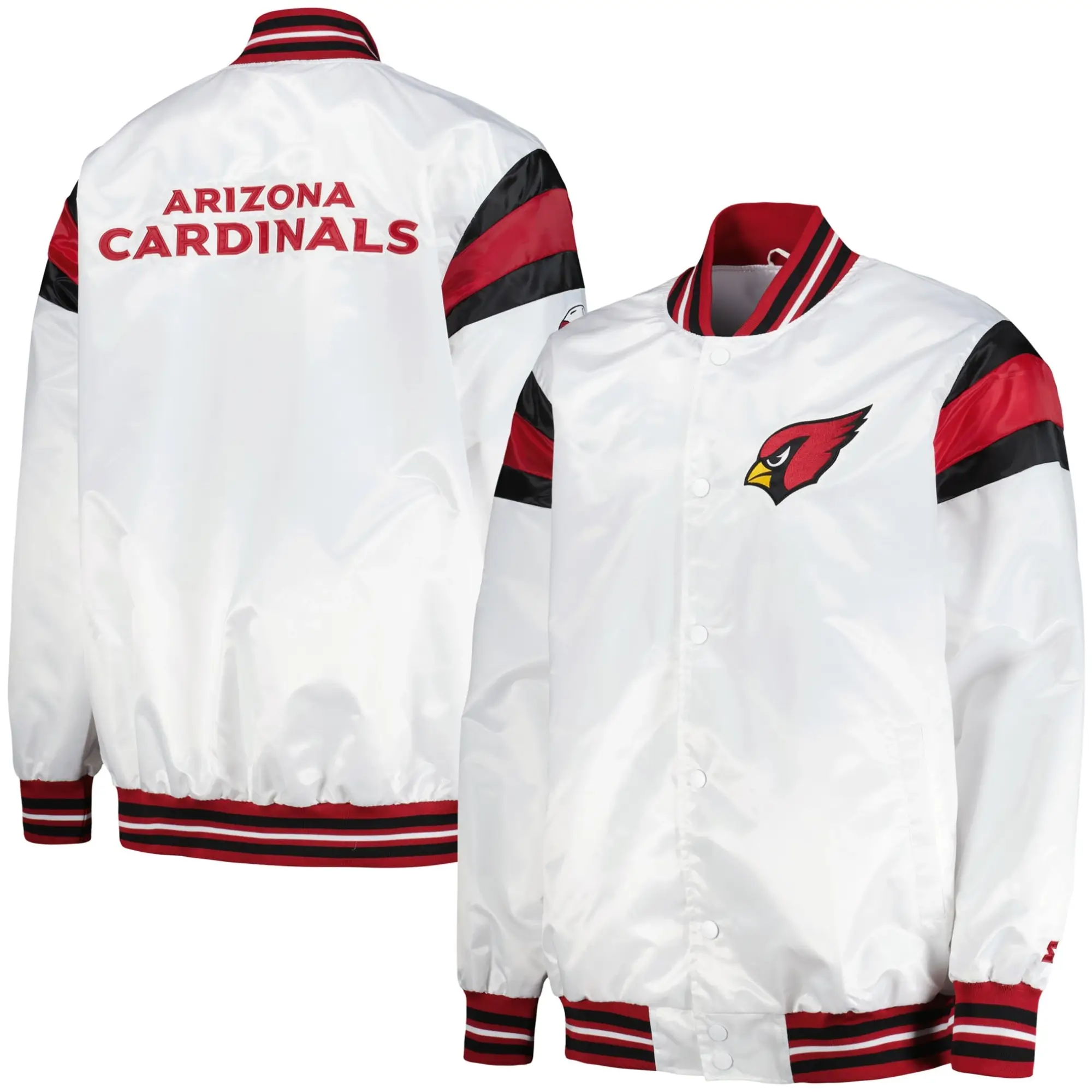 Arizona Cardinals Starter Vintage Full-Snap Satin Varsity White Jacket - Image 3