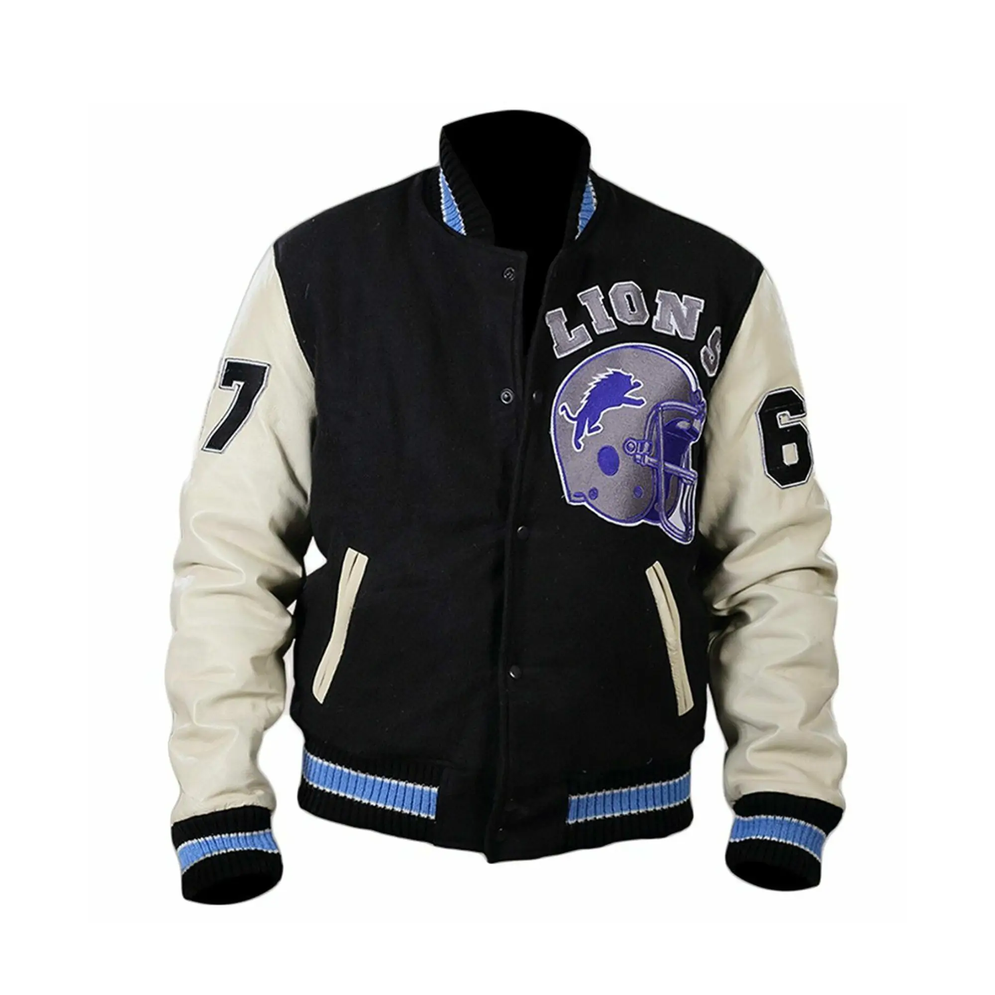 Alternative view of Axel Foley Detroit Lions Varsity Jacket