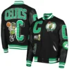 Boston Celtics Mash Up Wool & Leather Varsity Jacket - Image 3