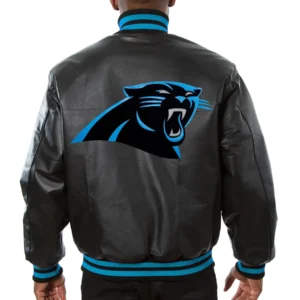 Alternative view of Carolina Panthers  Full Leather Black Varsity Jacket