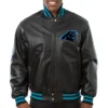 Carolina Panthers  Full Leather Black Varsity Jacket