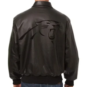 Alternative view of Carolina Panthers Bomber Full Leather Black Varsity Jacket
