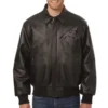 Carolina Panthers Bomber Full Leather Black Varsity Jacket