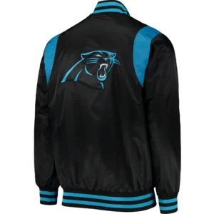 Alternative view of Carolina Panthers Black Prime Time Twill Satin Varsity Jacket