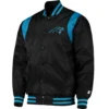 Carolina Panthers Black Prime Time Twill Satin Varsity Jacket