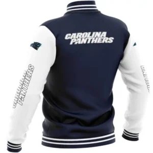Alternative view of Carolina Panthers Vintage Bomber Classic Rib Satin Varsity Jacket