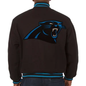 Alternative view of Carolina Panthers Classic Rib Full Wool One Color Varsity Jacket