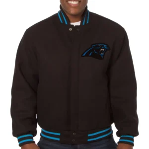 Carolina Panthers Classic Rib Full Wool One Color Varsity Jacket