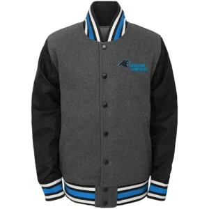 Carolina Panthers Letterman Wool & Satin Varsity Jacket