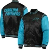 Carolina Panthers The Enforcer Satin Varsity Jacket - Image 3