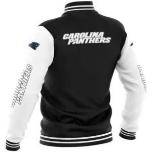 Alternative view of Carolina Panthers Vintage Bomber Satin Varsity Jacket Snap Button Collar