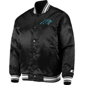 Carolina Panthers Starter Black Locker Room Satin Varsity Jacket